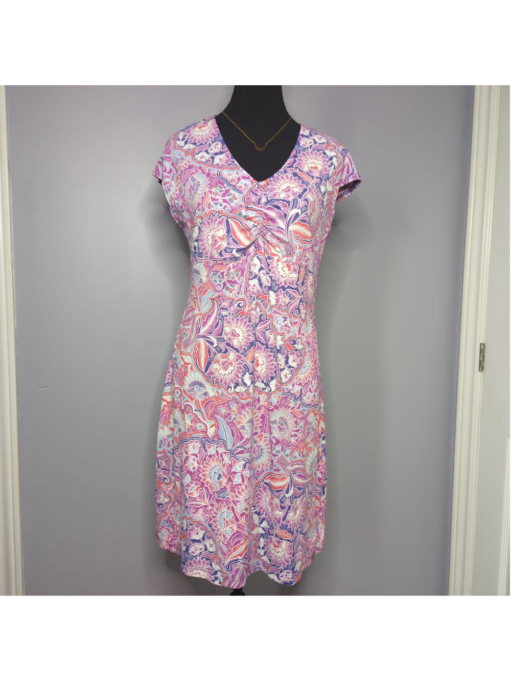 Title Nine Daring Diamalete Tech Dress - M - Purple Floral Paisley Travel - Picture 6 of 16